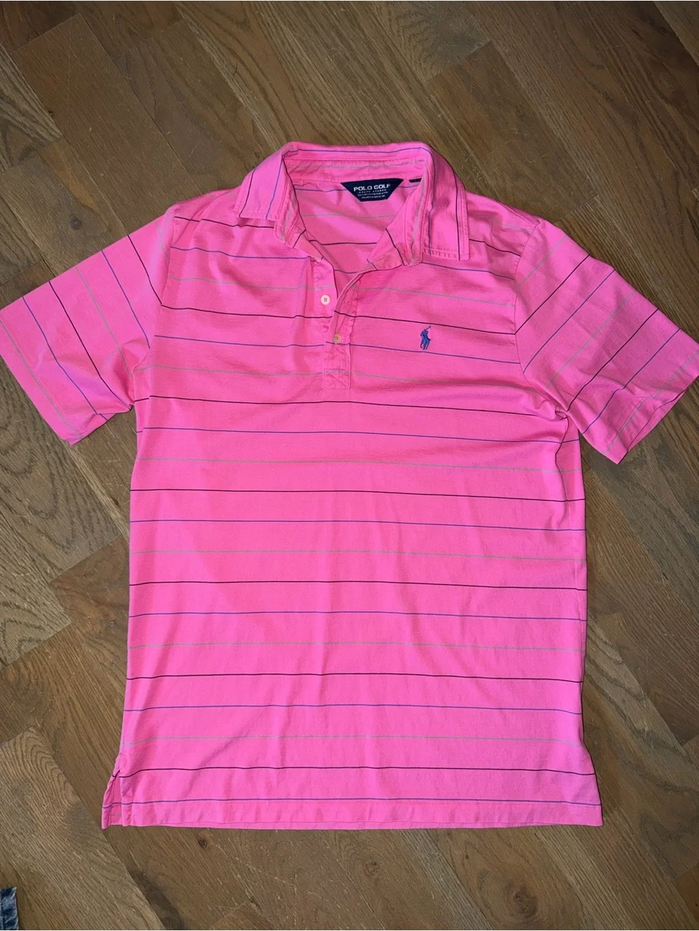 Polo by Ralph Lauren Men’s Pink Striped Polo Shirt size Large 100% Pima cotton